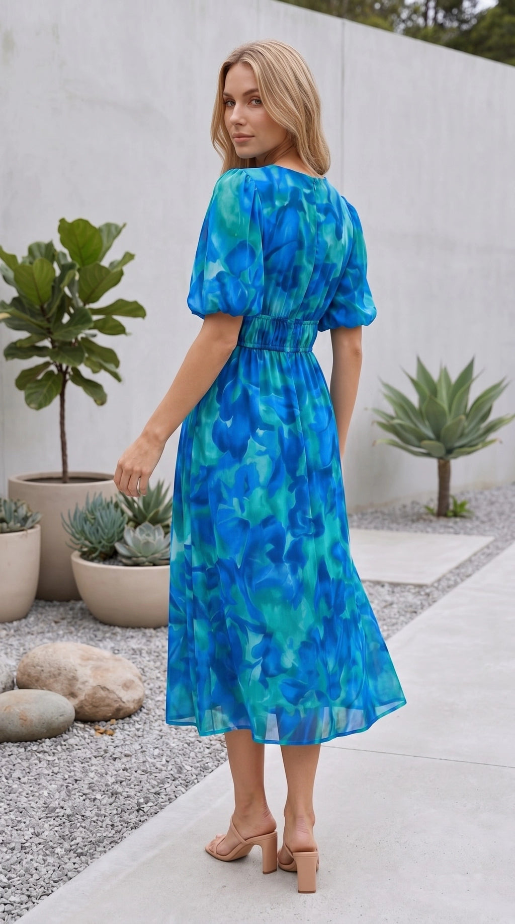 Women’s Short Sleeve V Neck Floral Print A Line Maxi Dress