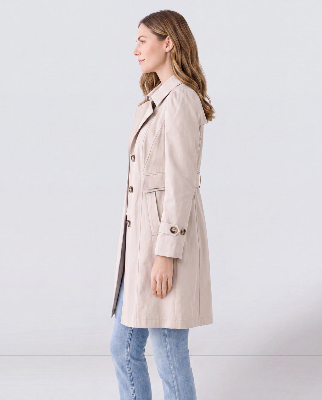 Women's Trench Coat | Belted Single Breasted Lapel Collar Jacket