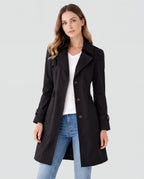 Women's Trench Coat | Belted Single Breasted Lapel Collar Jacket