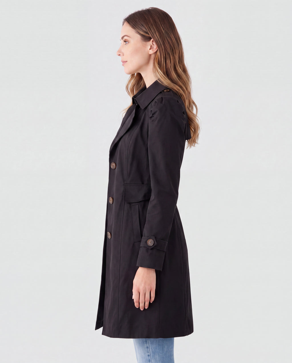 Women's Trench Coat | Belted Single Breasted Lapel Collar Jacket