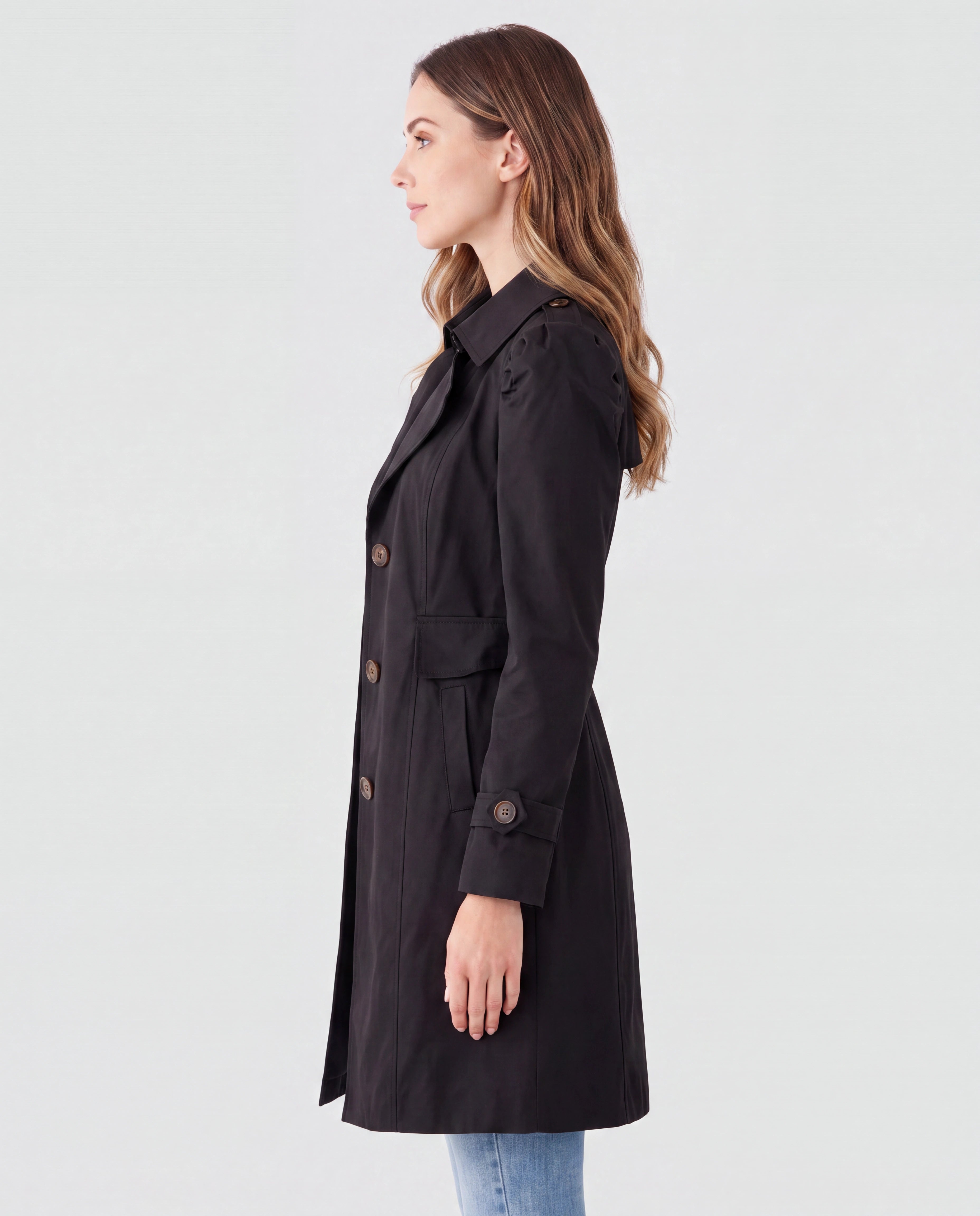 Women's Trench Coat | Belted Single Breasted Lapel Collar Jacket