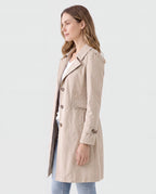 Women's Trench Coat | Belted Single Breasted Lapel Collar Jacket