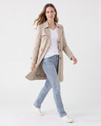 Women's Trench Coat | Belted Single Breasted Lapel Collar Jacket