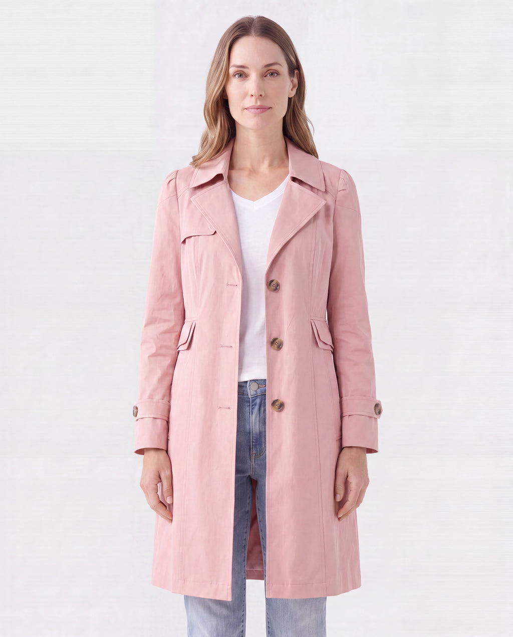 Women's Trench Coat | Belted Single Breasted Lapel Collar Jacket