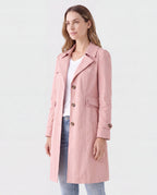Women's Trench Coat | Belted Single Breasted Lapel Collar Jacket