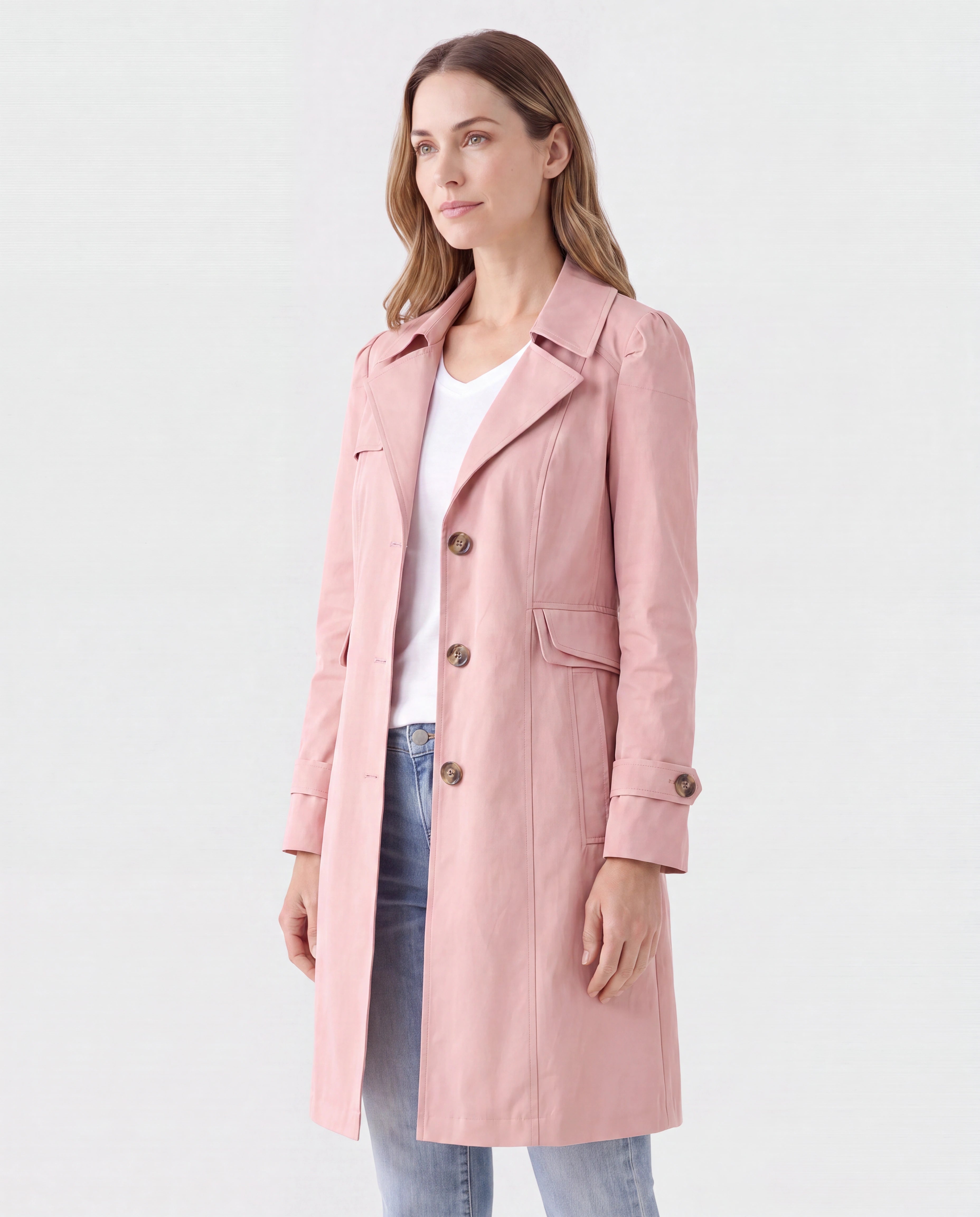 Women's Trench Coat | Belted Single Breasted Lapel Collar Jacket