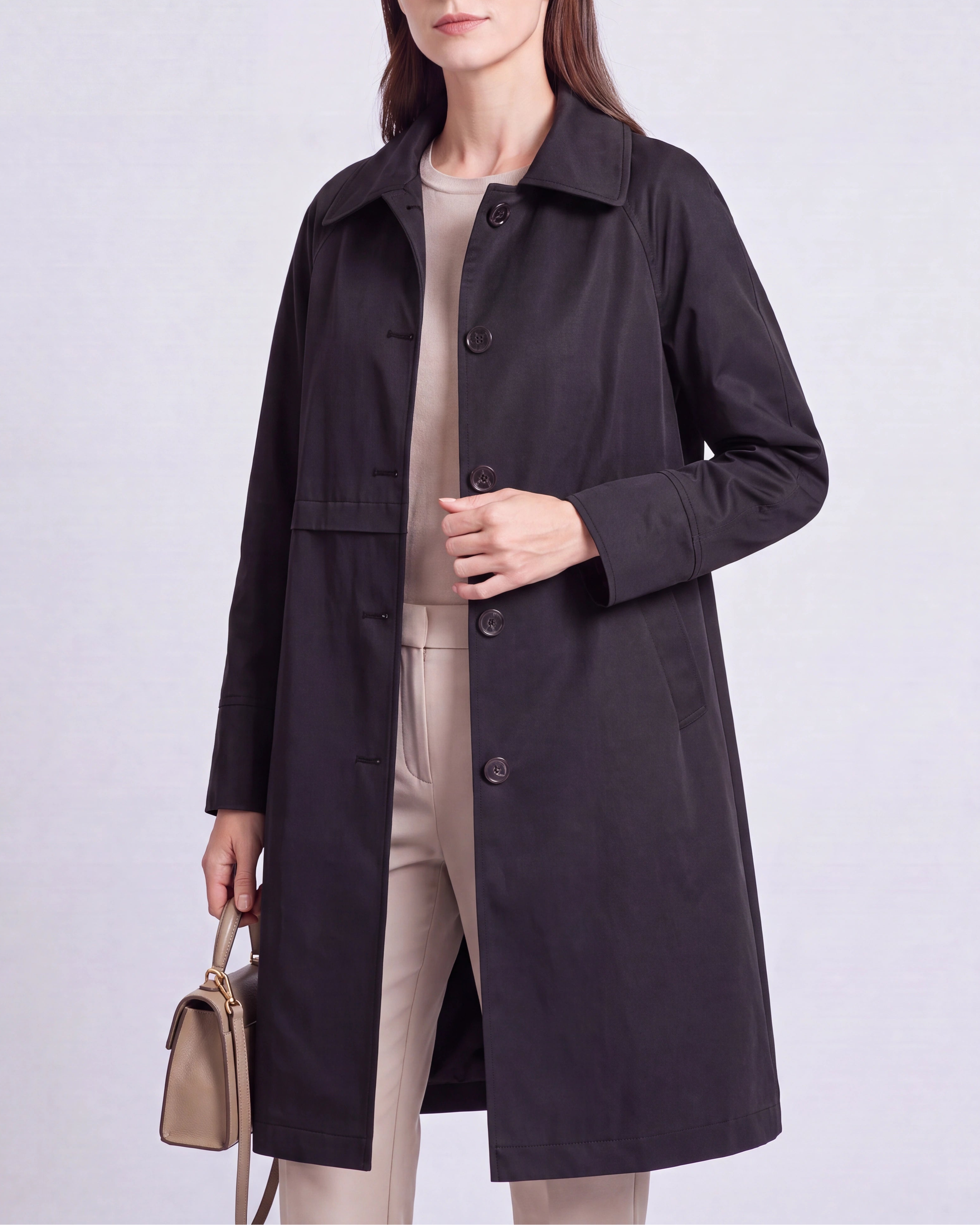 Women's Single Breasted Trench Coat | Belted Mid Length Long Jacket