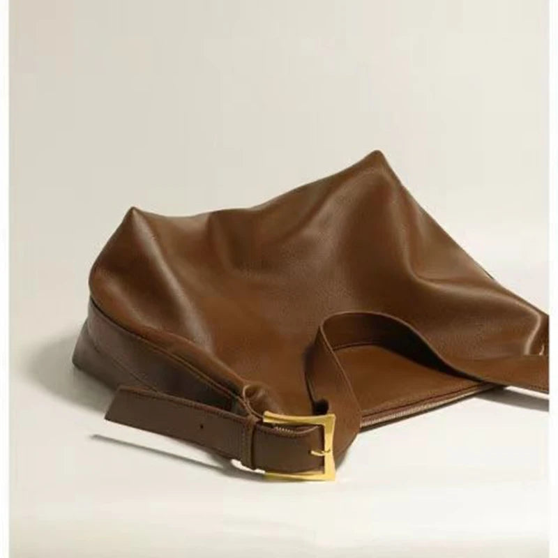 Women's Slouchy Pillow Faux Leather Shoulder Bag brown 3