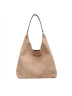 Women's Soft Faux Suede Slouchy Tote Shoulder Bag beige