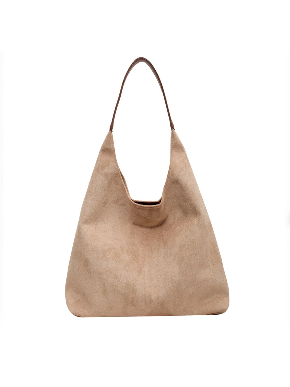 Women's Soft Faux Suede Slouchy Tote Shoulder Bag beige