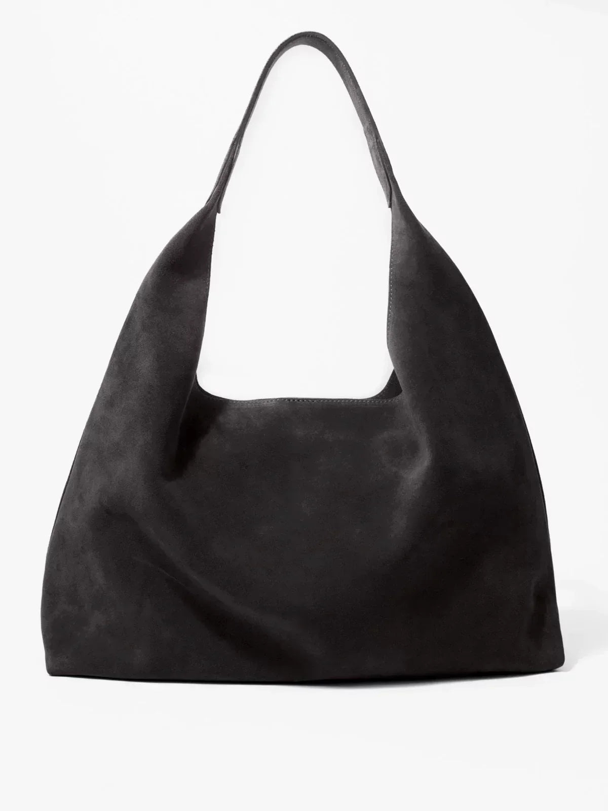 Women's Soft Faux Suede Slouchy Tote Shoulder Bag black