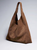 Women's Soft Faux Suede Slouchy Tote Shoulder Bag brown 1