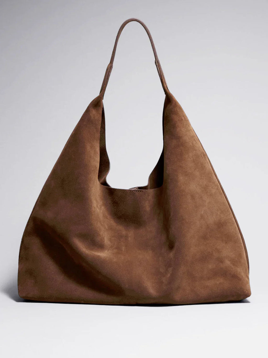 Women's Soft Faux Suede Slouchy Tote Shoulder Bag light brown