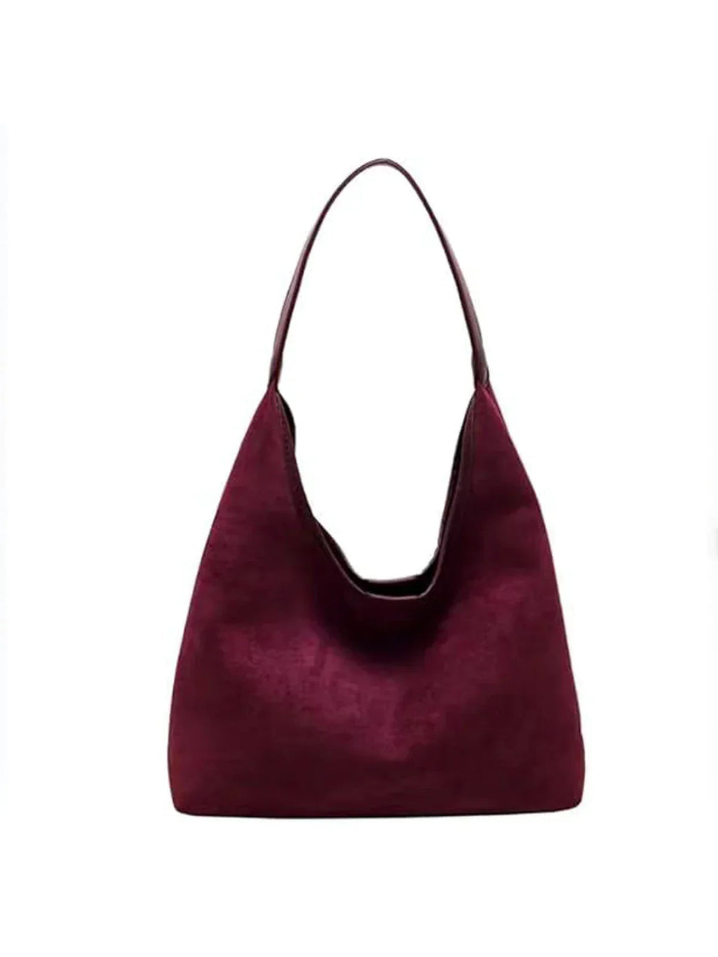 Women's Soft Faux Suede Slouchy Tote Shoulder Bag red