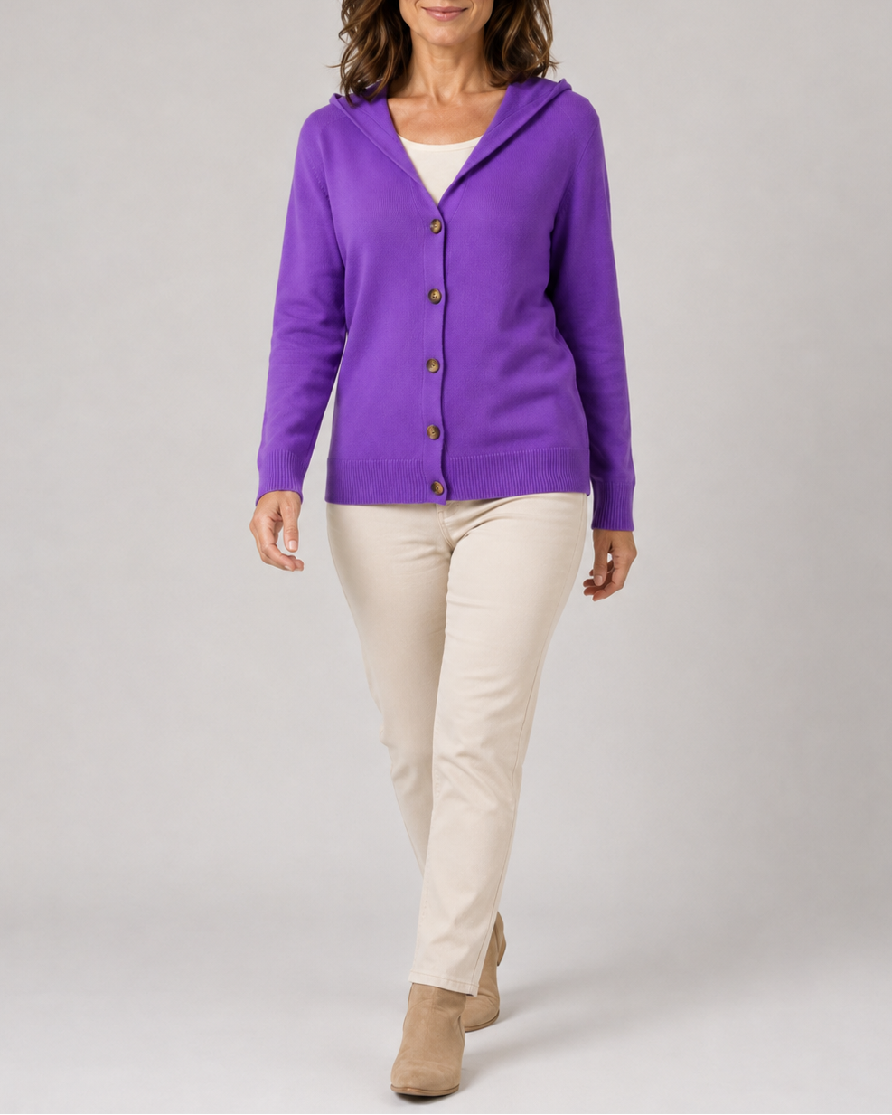 Women's Soft Knit Button Up Relaxed Fit Cardigan