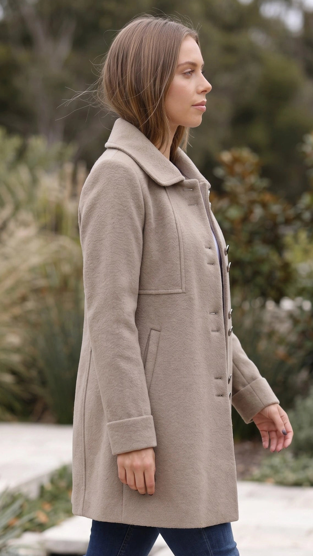 Women’s Single Breasted Button Front A-Line Winter Coat