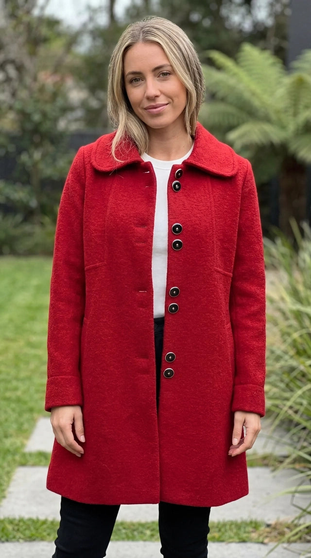 Women’s Single Breasted Button Front A-Line Winter Coat