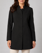 Women's Button Front Coat with Stand Collar and Side Pockets