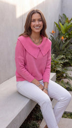 Women's Statement Collar Long Sleeve Knit Jumper