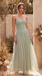 Women's Tulle Maxi Dress | Strapless Corset Wedding Guest Dress
