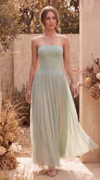 Women's Tulle Maxi Dress | Strapless Corset Wedding Guest Dress