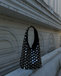 Women's Studded Rivet Slouchy Shoulder Bag black 1