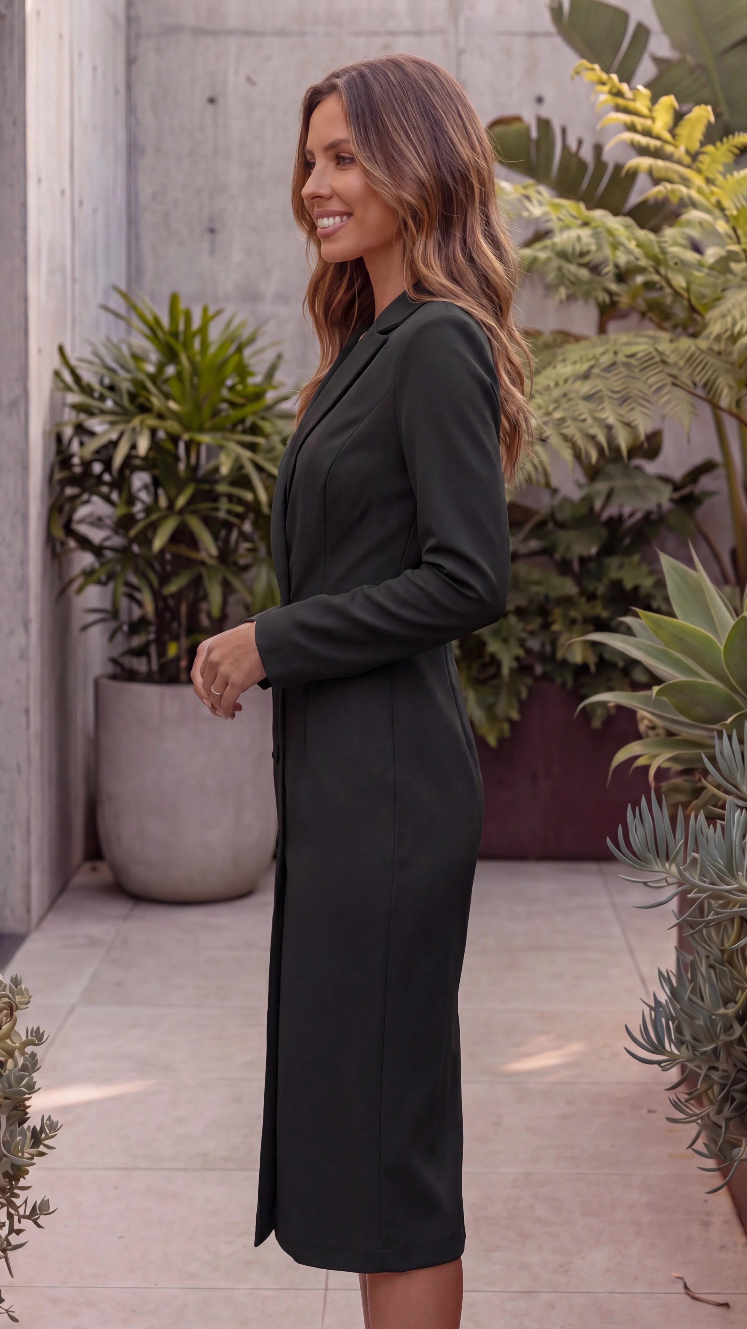 Women's Long Sleeve Double Breasted Tailored Blazer Dress
