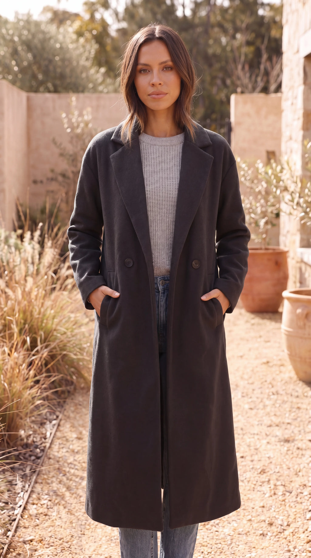 Women's Double Breasted Tailored Longline Coat