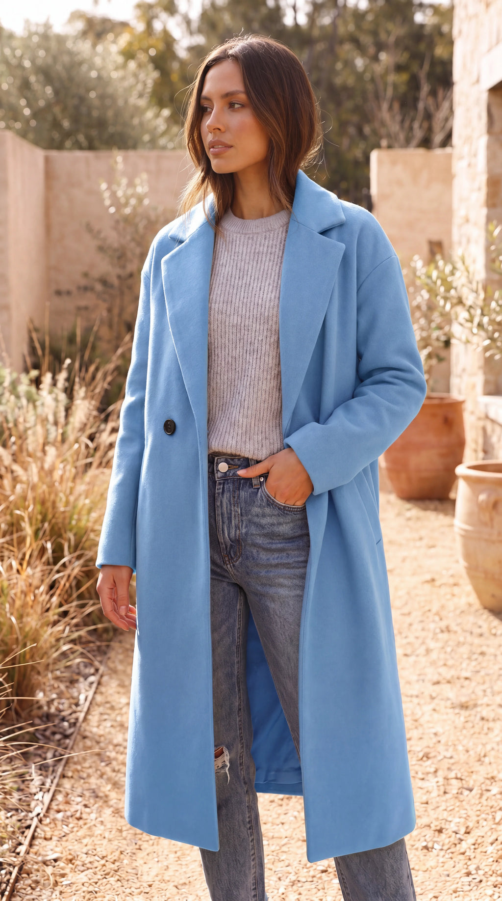 Women's Double Breasted Tailored Longline Coat
