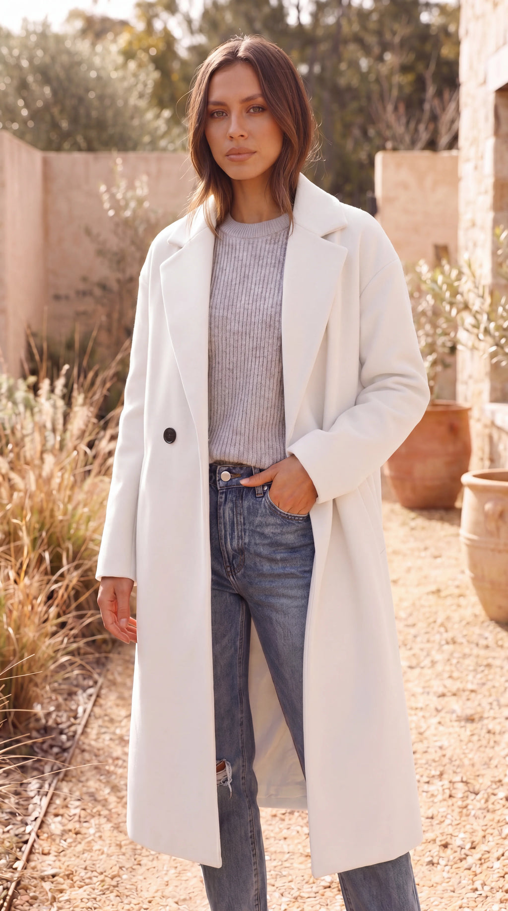 Women's Double Breasted Tailored Longline Coat