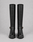 Women's Knee High Comfort Boots | Buckle Faux Leather Block Heel Boot