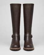 Women's Knee High Comfort Boots | Buckle Faux Leather Block Heel Boot