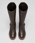 Women's Knee High Comfort Boots | Buckle Faux Leather Block Heel Boot