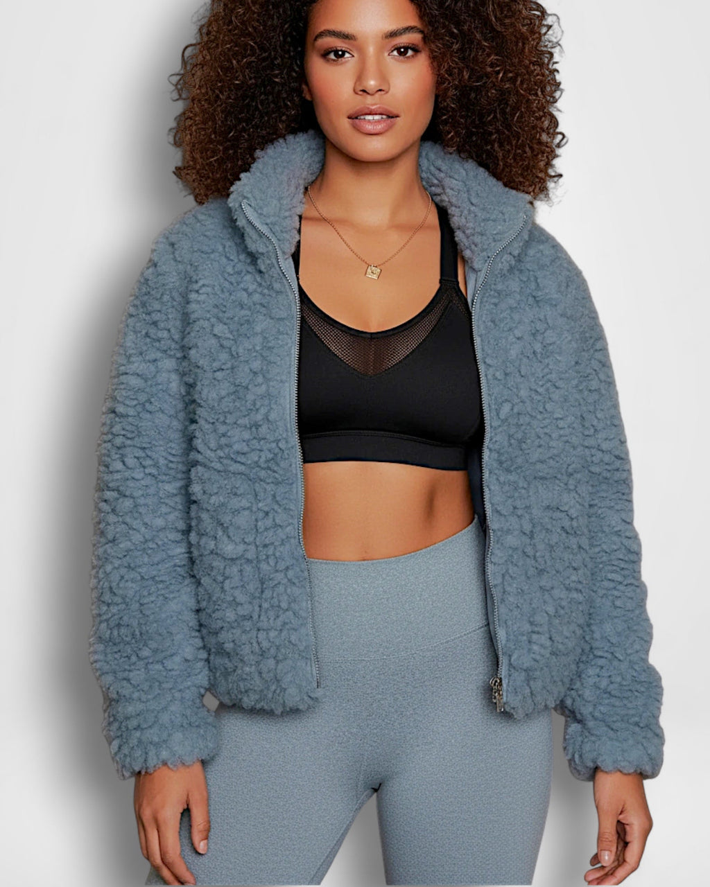 Women's Teddy Bomber Jacket Blue