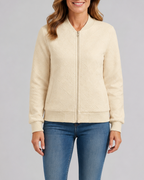 Women's Textured Geometric Zip Up Bomber Jacket