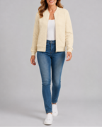 Women's Textured Geometric Zip Up Bomber Jacket