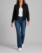 Women's Textured Geometric Zip Up Bomber Jacket