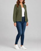 Women's Textured Geometric Zip Up Bomber Jacket