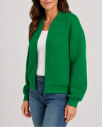 Women's Textured Geometric Zip Up Bomber Jacket