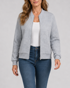Women's Textured Geometric Zip Up Bomber Jacket