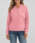 Women's Textured Geometric Zip Up Bomber Jacket
