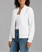 Women's Textured Geometric Zip Up Bomber Jacket