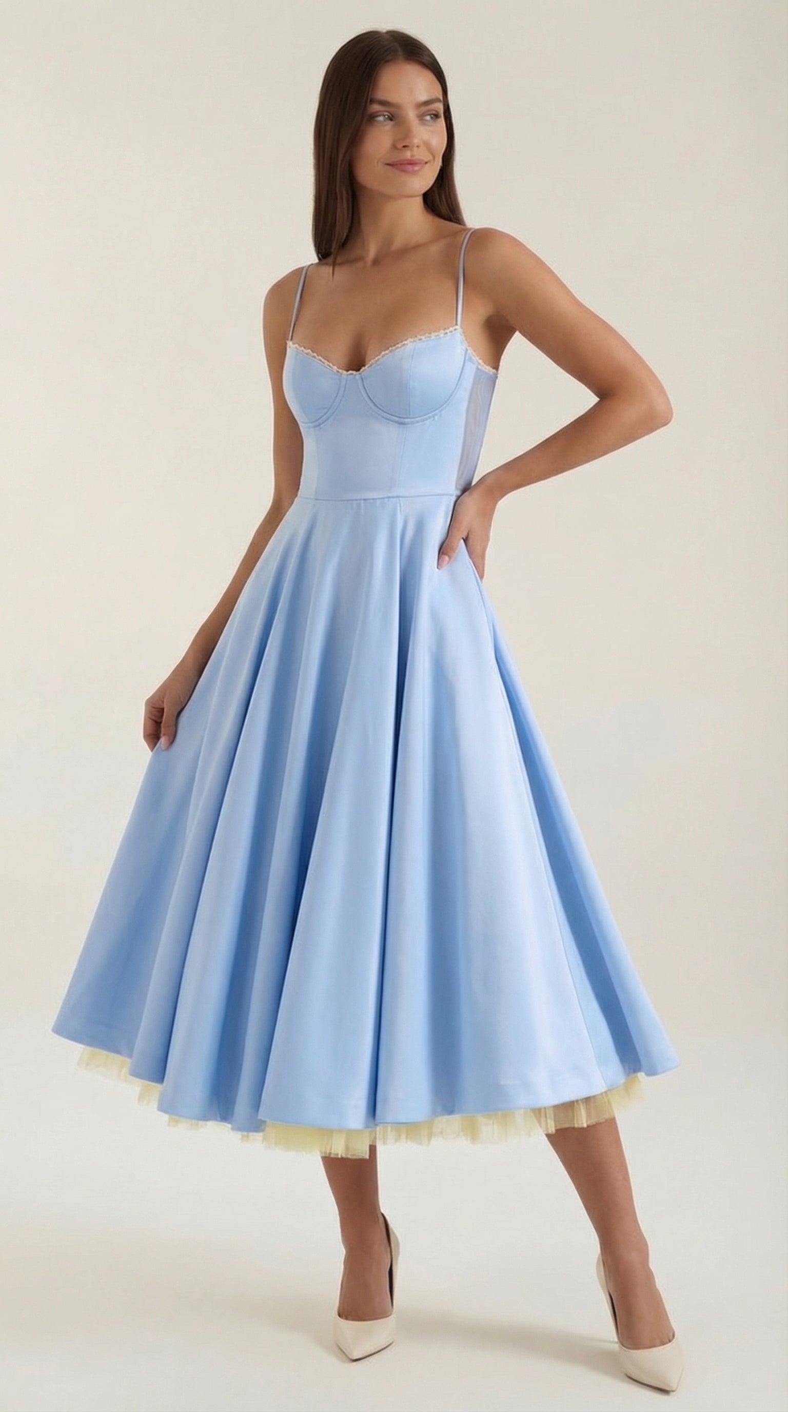 Women's Midi Dress | Tulle Sweetheart Strappy Party Occasion Dress 3