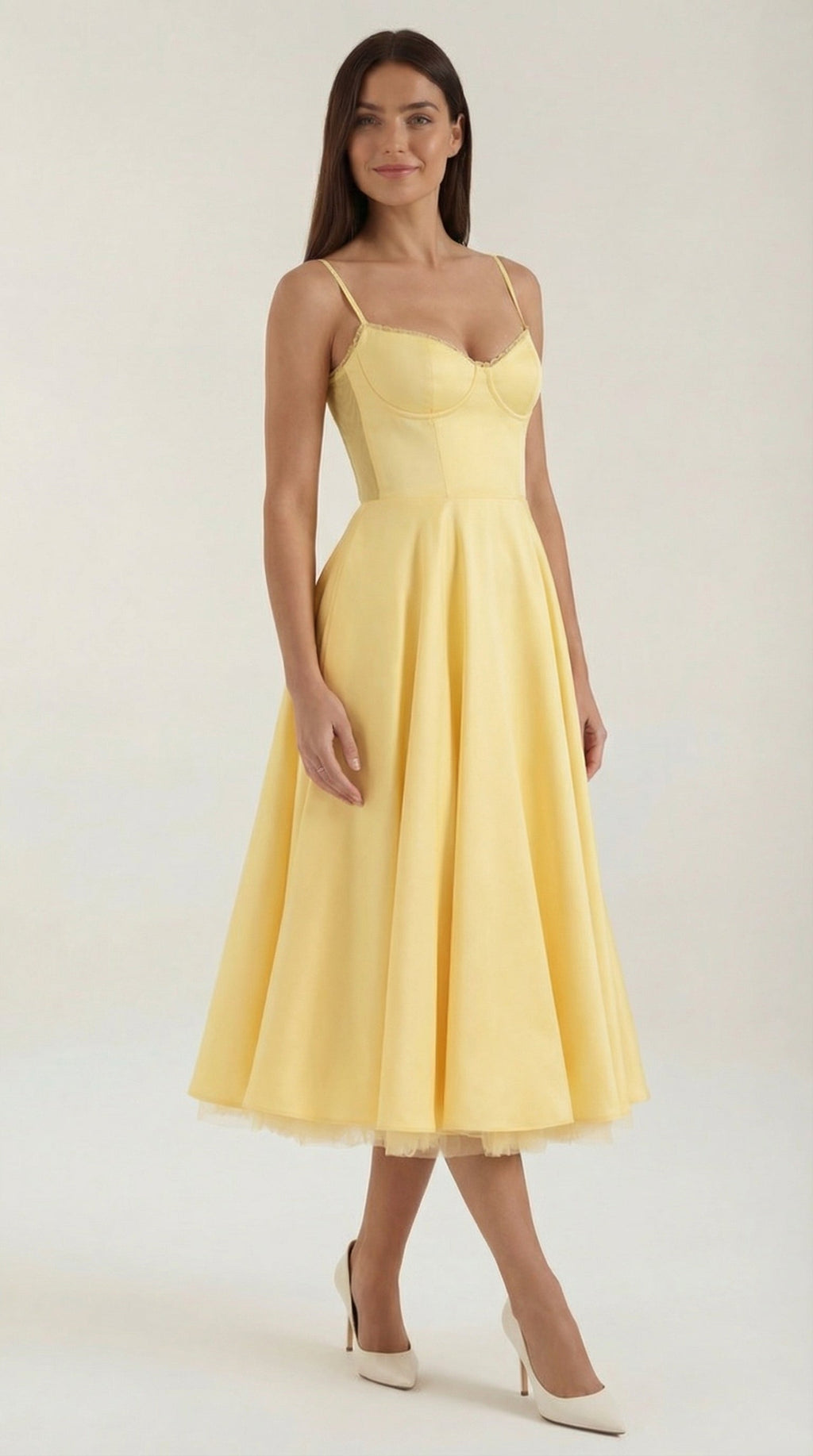 Women's Midi Dress | Tulle Sweetheart Strappy Party Occasion Dress 5