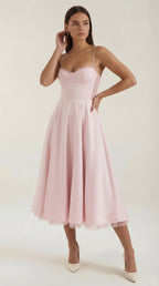 Women's Midi Dress | Tulle Sweetheart Strappy Party Occasion Dress 6