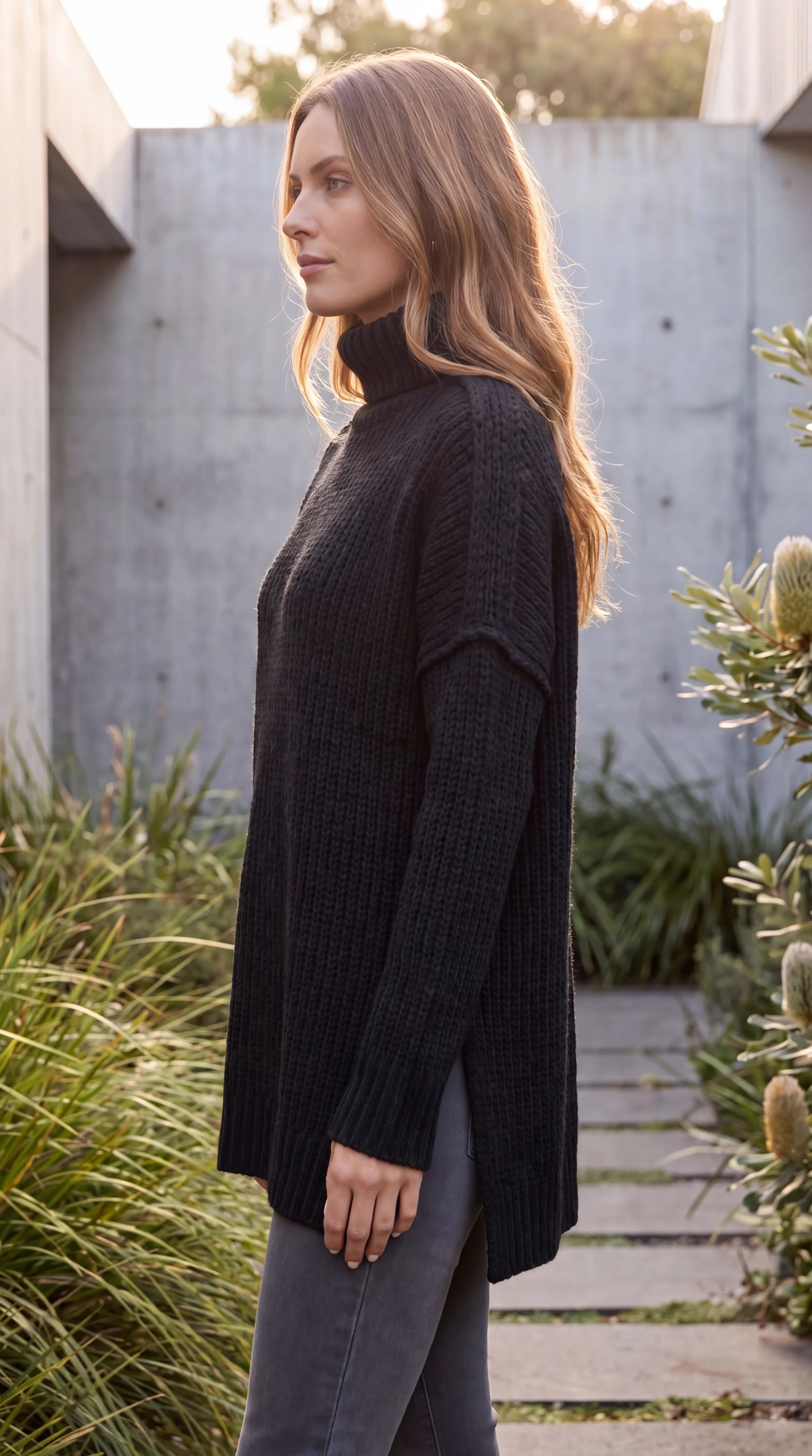 Women's Turtle Neck Oversized Knit Jumper