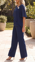 Women's Chiffon Two Piece Set | Layered Flutter Sleeve Top & Trouser Co Ord