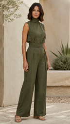 Women's Two Piece Set | High Neck Top Wide Leg Trouser Co-ord