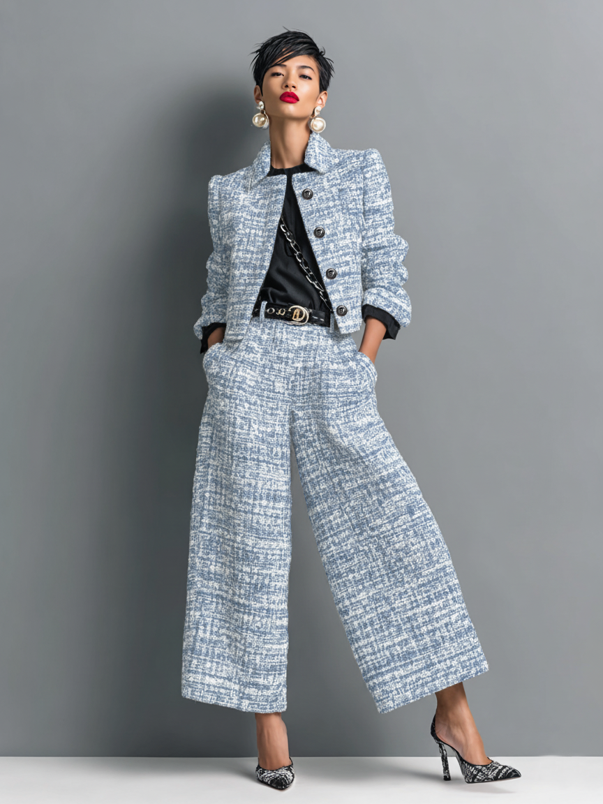Women's Two Piece Knit Ensemble blue