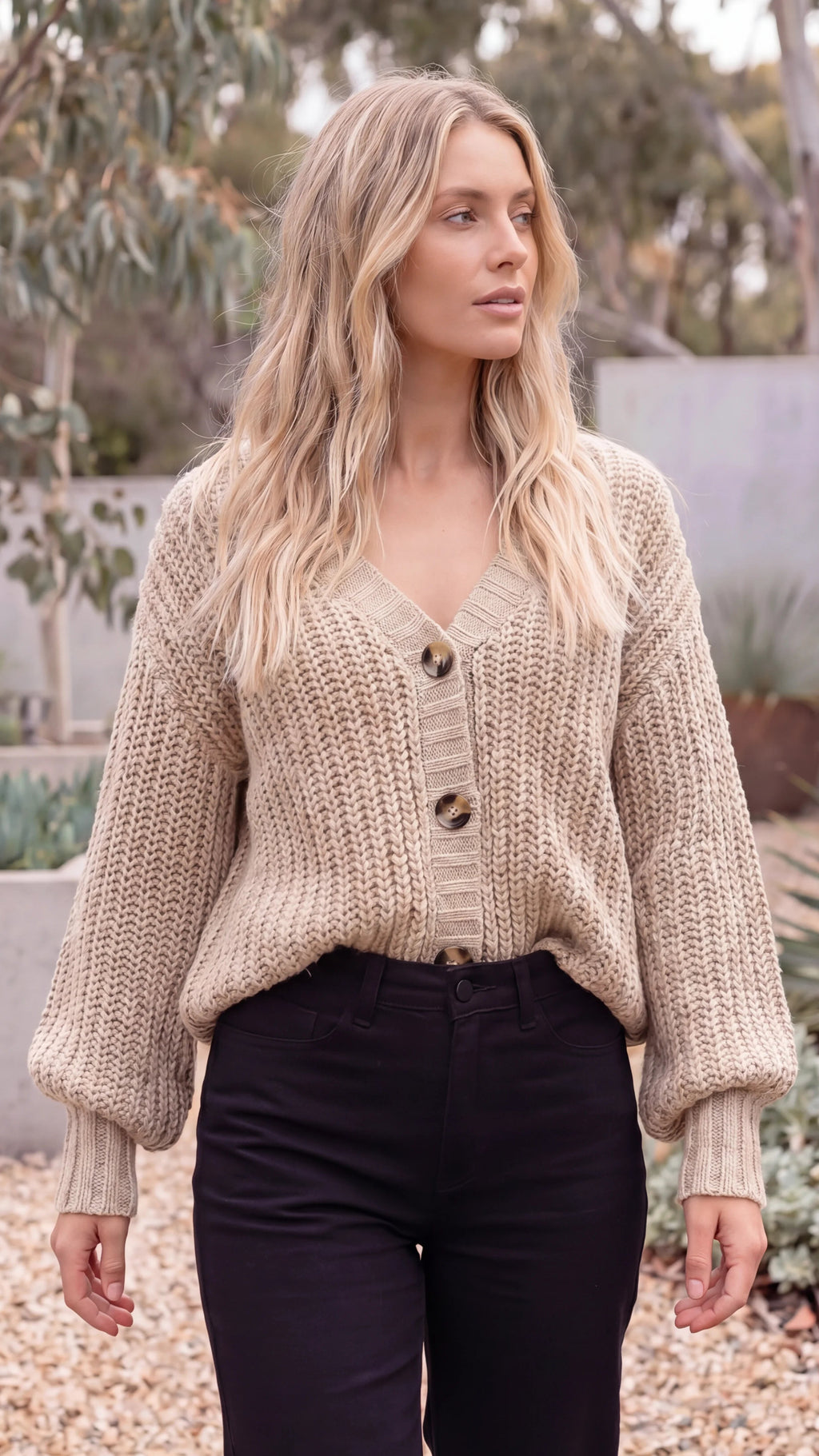 Women's V-Neck Oversized Chunky Knit Cardigan